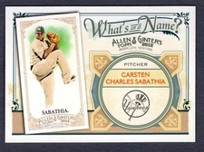 2012 TOPPS ALLEN & GINTER'S CARSTEN CHARLES SABATHIA CARD #WIN72 **NM-MT**