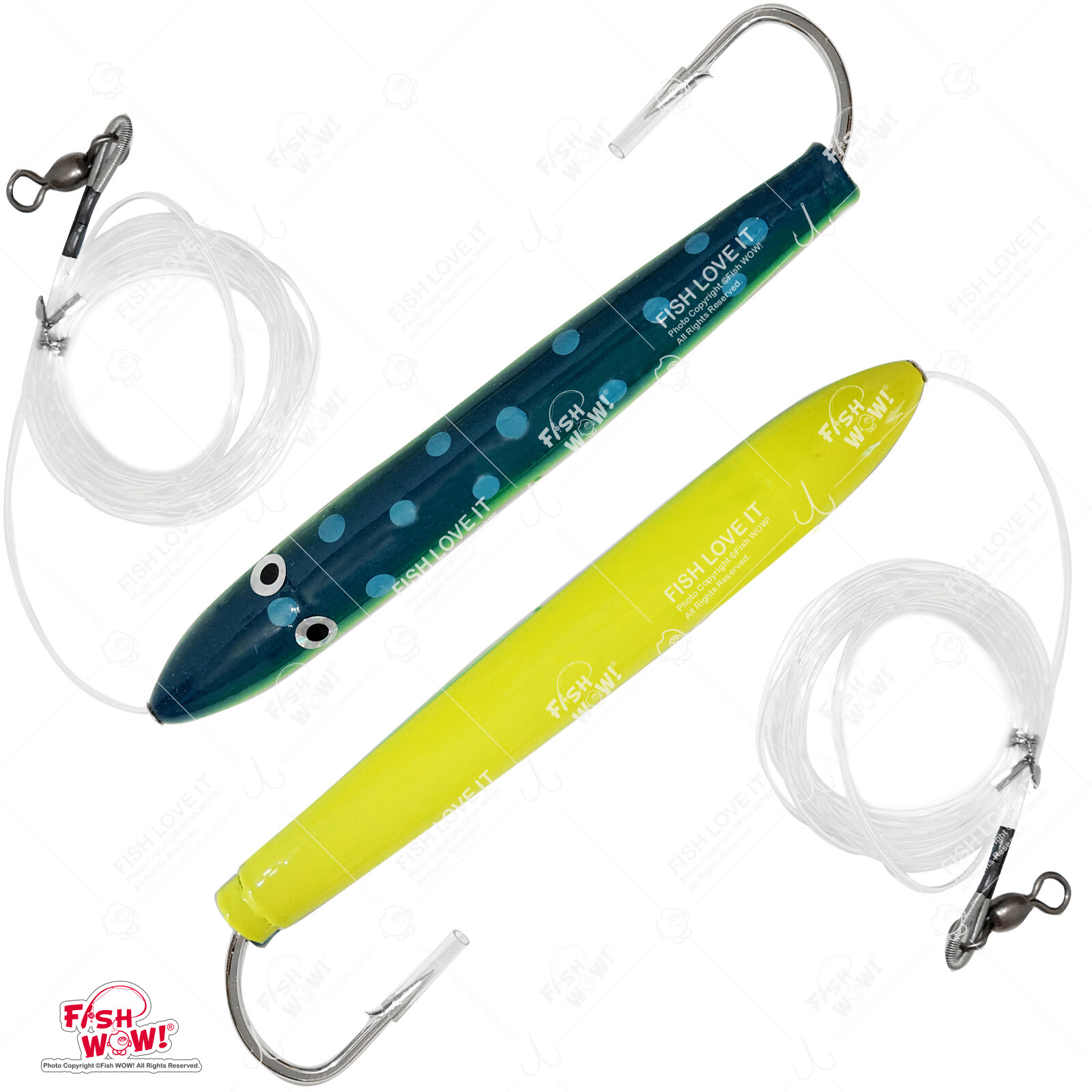 2pcs Fish WOW! 6" Fishing Cedar Plugs Rig Tuna Mahi Trolling Wood Lure 2-color - Image 4