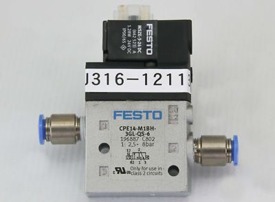 、、 12113 FESTO SOLENOID VALVE, P/N: 196887 (NEW) CPE14-M1BH-3GL-QS-6