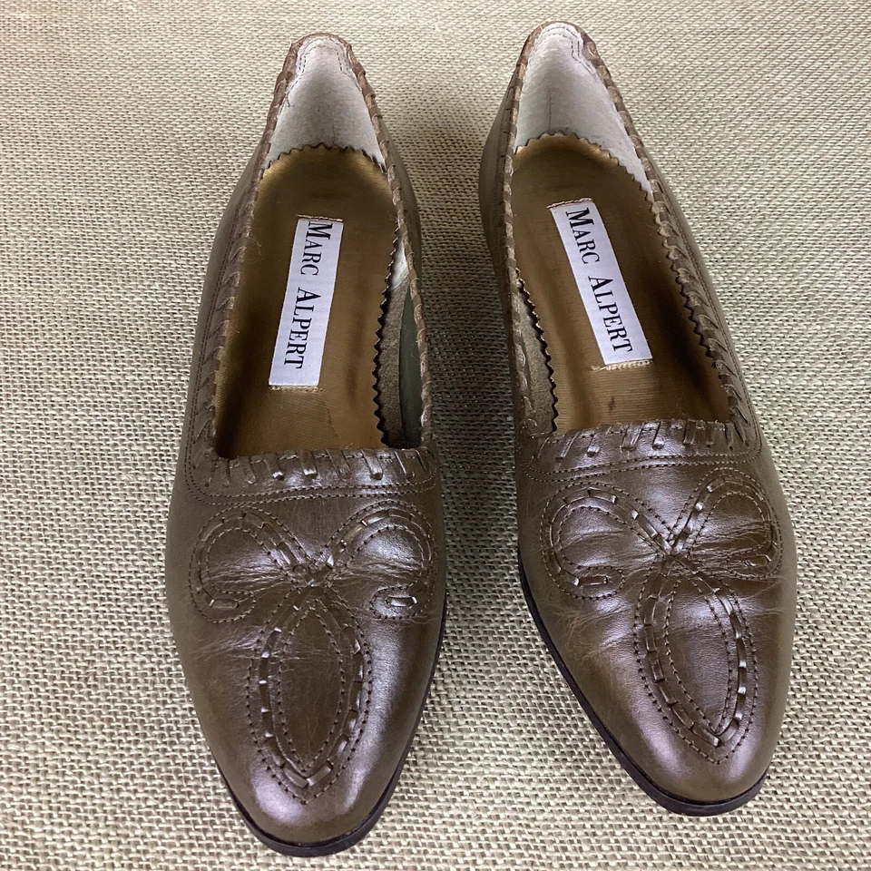 Marc Alpert Fine Leather Comfort Slip On Shoes Green Loafers Brazil Made 5.5M - Image 2 of 4