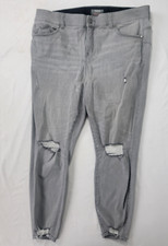 Torrid Women's Gray Distressed Jeans Bombshell Skinny Stretchy Size 20 R 26" Ins