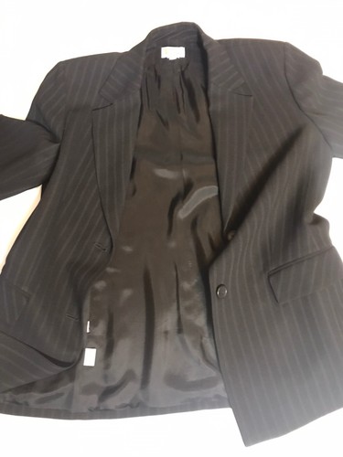 Ann Taylor LOFT Woman's Blazer Single Breasted Black Striped Pin Size 10 - Picture 7 of 9