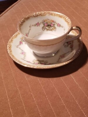 Noritake N1848 Gold Rim China CUP & SAUCER Floral Garland Cream 24K 1 available