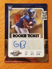 2021 Contenders Optic #191 Gary Brightwell Arizona NY Giants Rookie RB Auto