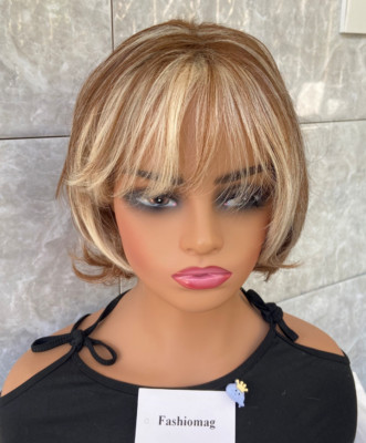 Auturn And Light Blonde Mix Synthetic Hair Wigs Women Soft Natural Daily Use