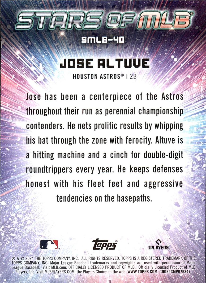 2024 Topps Stars of MLB SMLB-40 Jose Altuve Houston Astros Insert