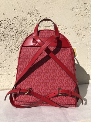 NWT Michael Kors Signature Rhea Zip Medium Backpack Crimson  display picture 1