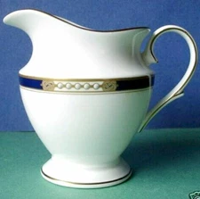 Lenox Royal Treasure Footed Creamer 8oz Gold/Blue/White Dots USA New NO box