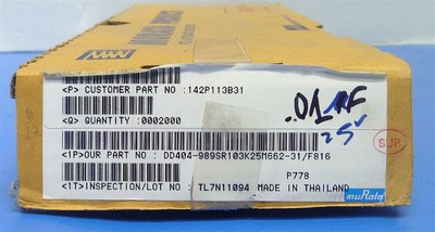 Murata Ceramic Disc Capacitor 25v .01uF,Capacitors, Radial, New Bulk Box of 2000