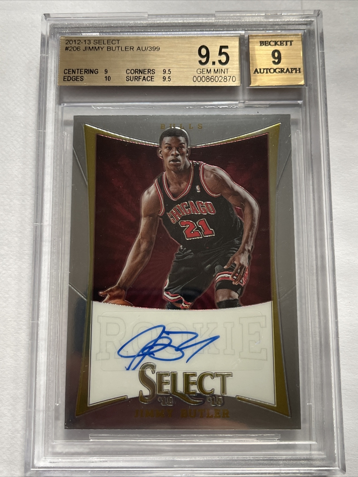 2012-13 Panini Select /399 Jimmy Butler #206 Rookie Auto BGS 9.5 /9 10 Edges 💎