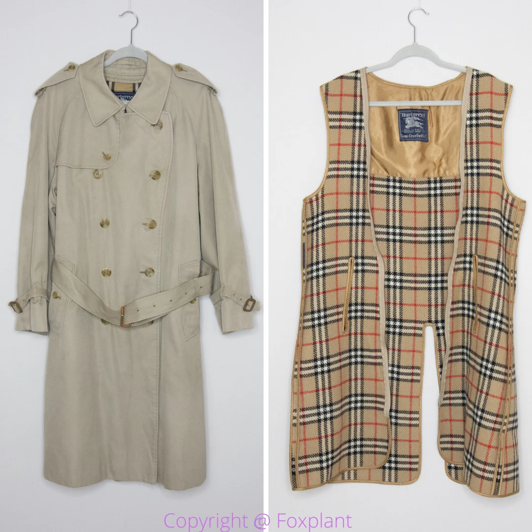 Trench vintage Burberry con fodera in lana più calda uomo taglia 52 corto