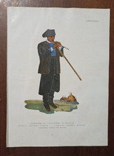 COSTUME SARDO LITOGRAFIA SUONATORE DI LAUNEDDAS IGLESIAS E. CALDERINI 1935 CVGS