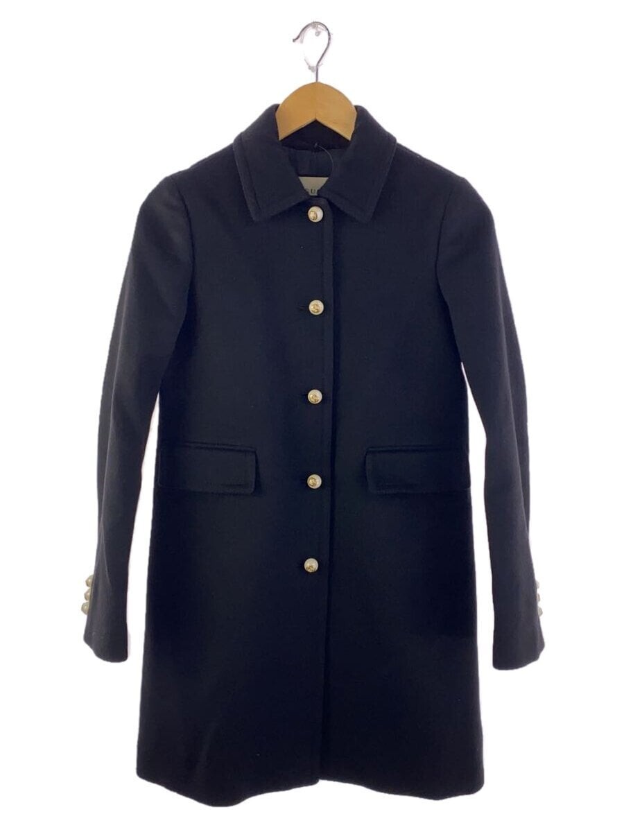 GUCCI Pearl Button Stencolor Coat Wool Black Solid 410535 Size: 36