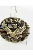 New Gold Tone American Pride Metal Enameled American Flag Belt Buckle