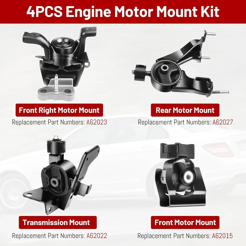 4PCS Engine Motor Mount Set Compatible For 2009-2018 Corolla 1.8L 09-13 Matrix Foto 3 de 4