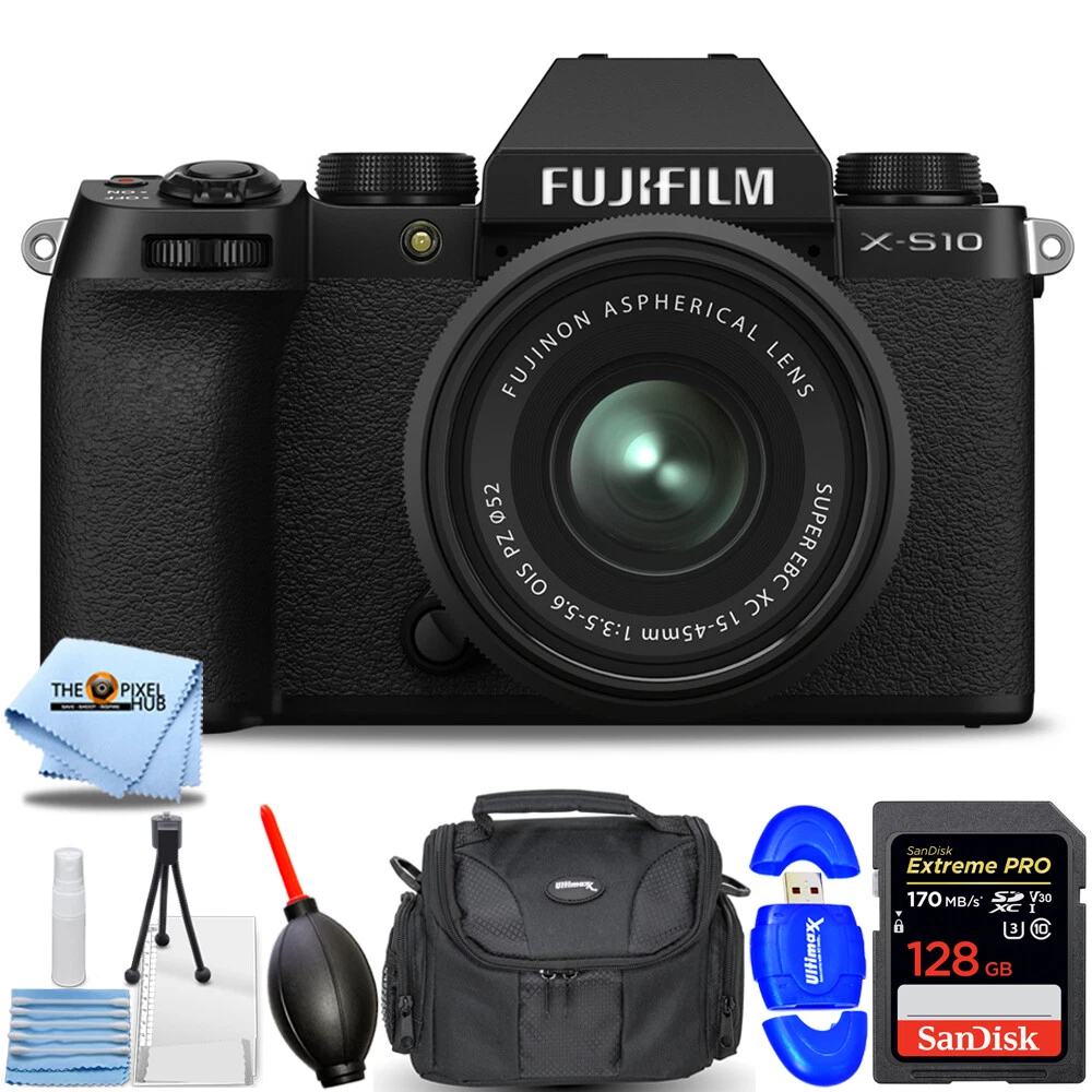 FUJIFILM Fuji X-S10 Mirrorless Camera w/ XC 15-45mm f/3.5-5.6 OIS PZ Lens  Black