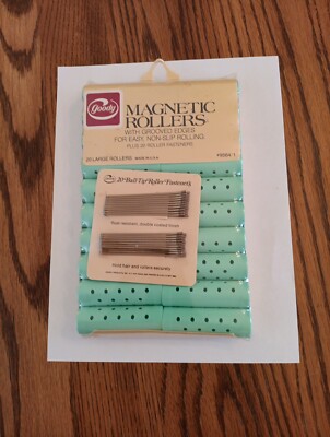 VINTAGE 1982 GOODY 20 LARGE MAGNETIC ROLLERS PLUS 20 ROLLER FASTENERS NEW NOS