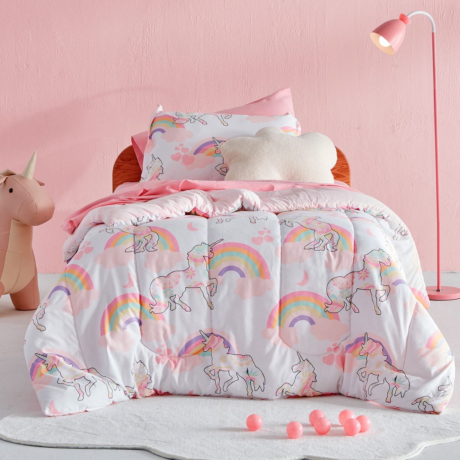 Twin Bedding Comforter Set - Super Cute & Soft Bedding 5 Pieces Set with Comf...
