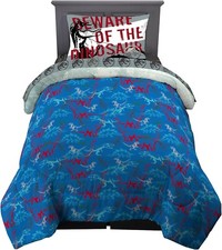 Jurassic World Dominion "Foil Spill" Kids Reversible Twin Bed Set-AB09W7T1GNX2