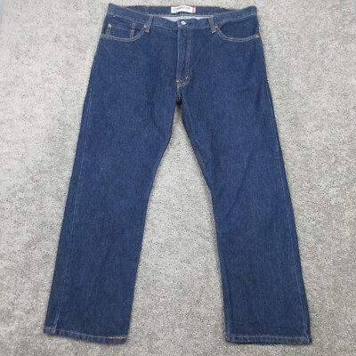 Levis Jeans Mens 40x30 Blue 505 Regular Straight Dark Wash Denim Pants Zip Fly