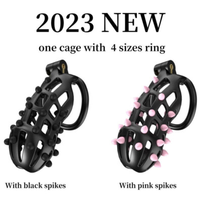 Resin Black Chastity Cage with Spikes Male Restraints Rings Chastity Device