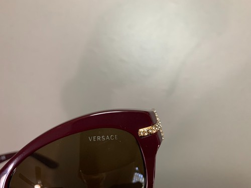 Versace Mod 4283 Sunglasses Bordeaux Brown Cat-Eye Oversize 57-17-140 Italy - Picture 11 of 16