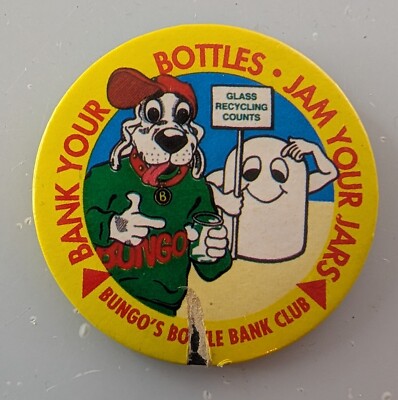 BUNGOS FLASCHE BANK CLUB BANK YOUR BOTTLES JAM YOUR JARS VINTAGE ABZEICHEN GEBRAUCHT