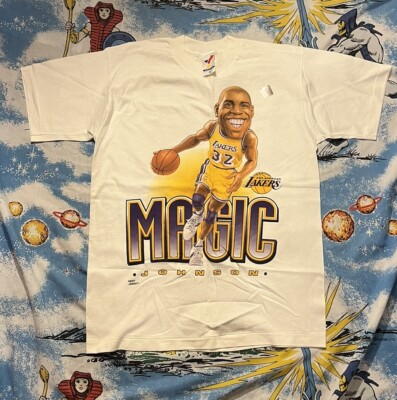 Vintage Magic Johnson Los Angeles LA Lakers 90s NOS Caricature T