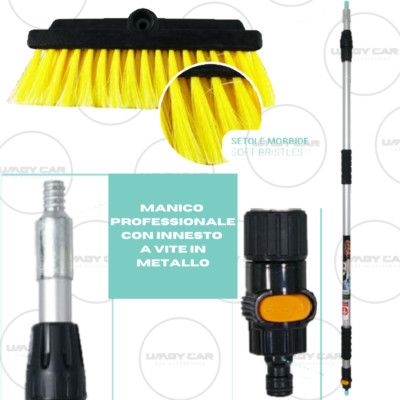 Spazzola Per Lavaggio Auto Con Palo Telescopico Estensibile Fino A 2 Metri, Manico Ergonomico - Foto 3