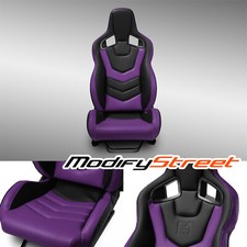 1pc Evo-series Reclinable Pvc Racing Seats Car Seat Black-purple Wsliders
