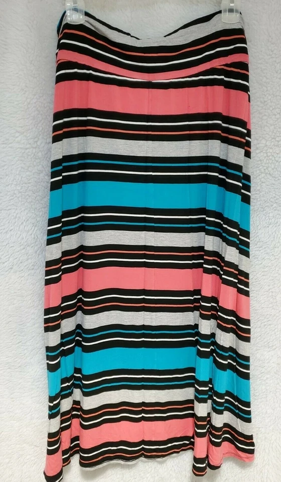 Merona Womens Skirt Size XXL 2XL 2X Large Blue Black White Pink Striped - Image 4 of 4