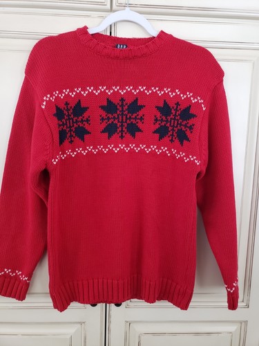 Gap Kids Snowflake Sweater Red Xxl Christmas Crewneck Red Pullover