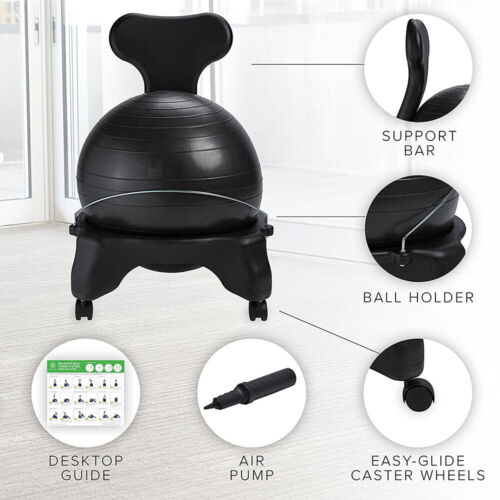 Fitness Balance Ball Chair Classic Yoga Roller Exercise Chair Gym Seat Office AU - Picture 2 of 10