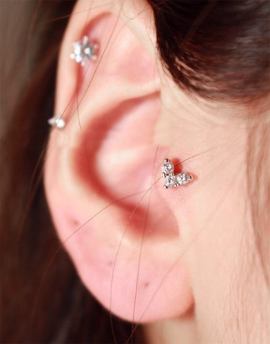 Gem Crystal Ear Cartilage Helix Ring Bar Stud Ear Cuff Climber Piercing Earring - Picture 52 of 268