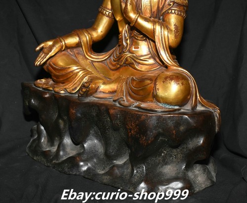 18.9" Tibet Purple Bronze 24K Gold Kwan-yin Guan Yin Boddhisattva Goddess Statue - Picture 6 of 13