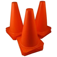 9" INCH ORANGE CONES (SET OF 12) SPORTS AGILITY TRAFFIC FIELD ROAD SOCCER ~ USA