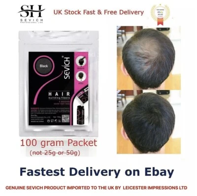 100g SEVICH HAIR BUILDING THICKENING FIBRES FIBERS KERATINE REFILL BAG UK
