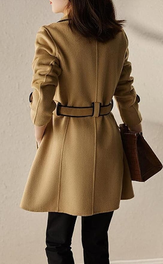 Elegant lapel plush long coat