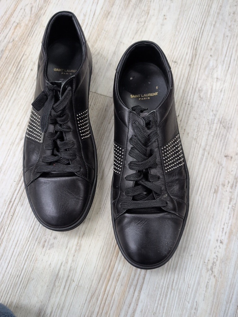 Yve Saint Laurent Paris sneakers scarpe basse nere basse con cristalli senza scatola