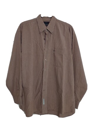 Greg Norman Collection Men's Large Plaid Red/Khaki Long Sleeve Button Down Shirt