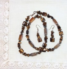 Tiger Eye Gemstone necklace and earrings