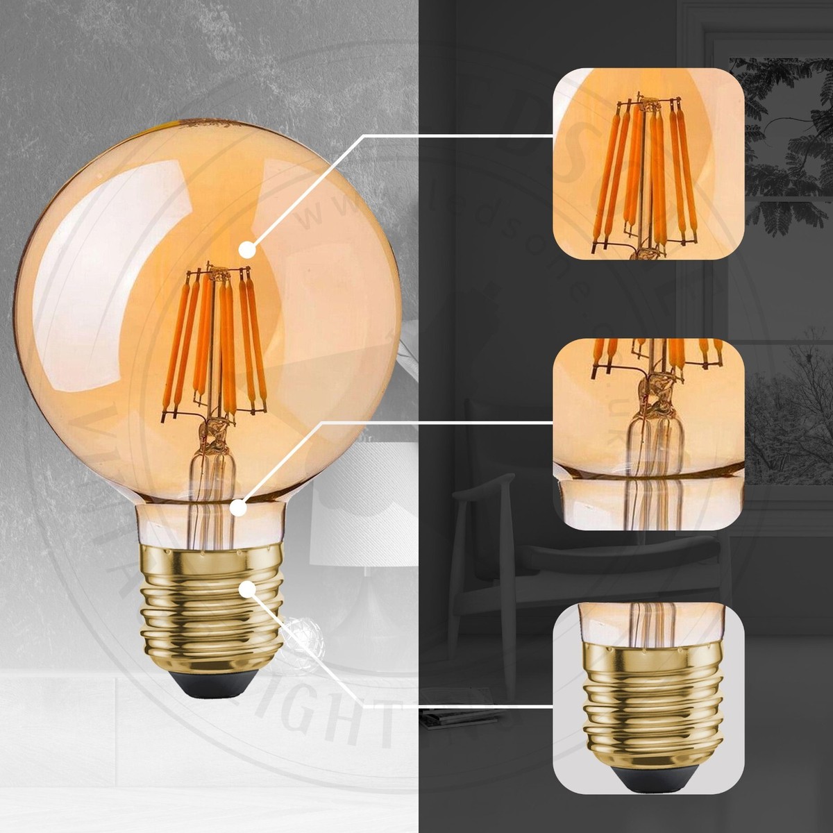 Kingcoo E27 LED Glühbirne Vintage – 3W, Edison-Form, Warmweiß, 200 Lm, Nicht Dimmbar