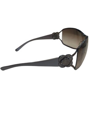 RARE CHANEL SUNGLASSES CAMELLIA SWAROVSKI CRYSTALS Platinum Gray