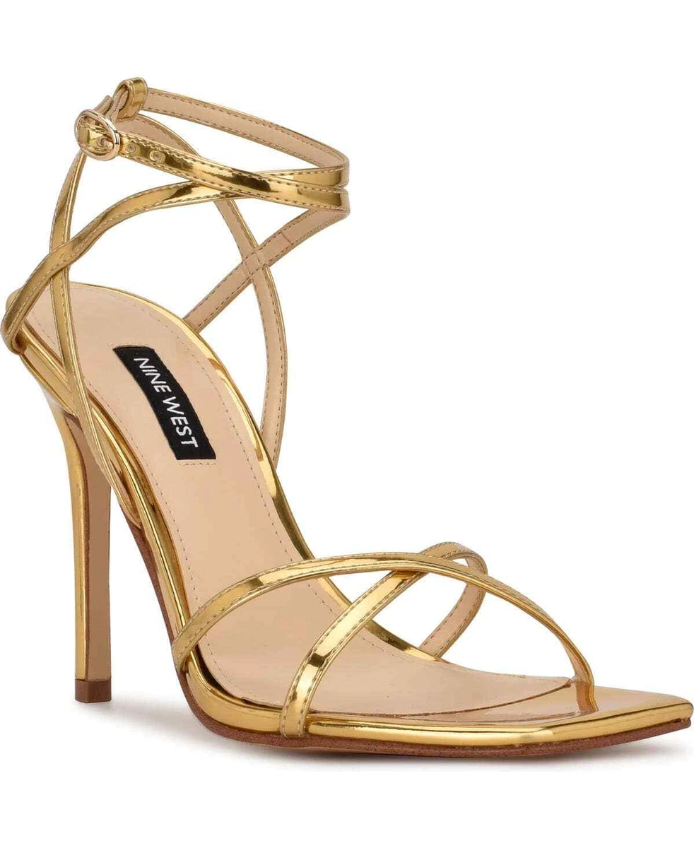 Nine West Women s Gold Tidle Ankle Strap Dress Sandals 6 Gold