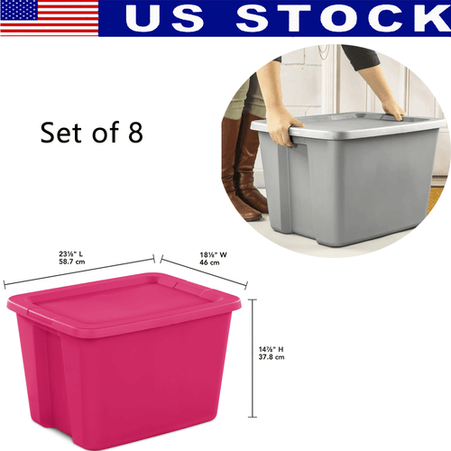 18 Gallon Snap Lid Storage Bin Container Tote Box Durable Plastic Set