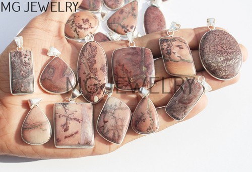 10 Pcs Moonstone Labradorite & Mix Gemstone Bezel Pendants Lot 925 Silver Plated - Picture 99 of 138