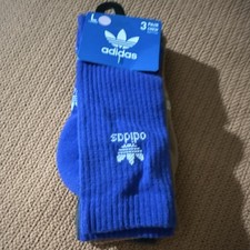 adidas Men's Crew Socks 3 Pairs Semi Lucid Blue Clay Strata Brown Grey Size L