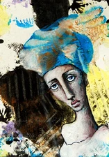 ACEO ORIGINAL COLLECTIBLE sensual EXPRESSIVE portrait Painting MINIATURE ART