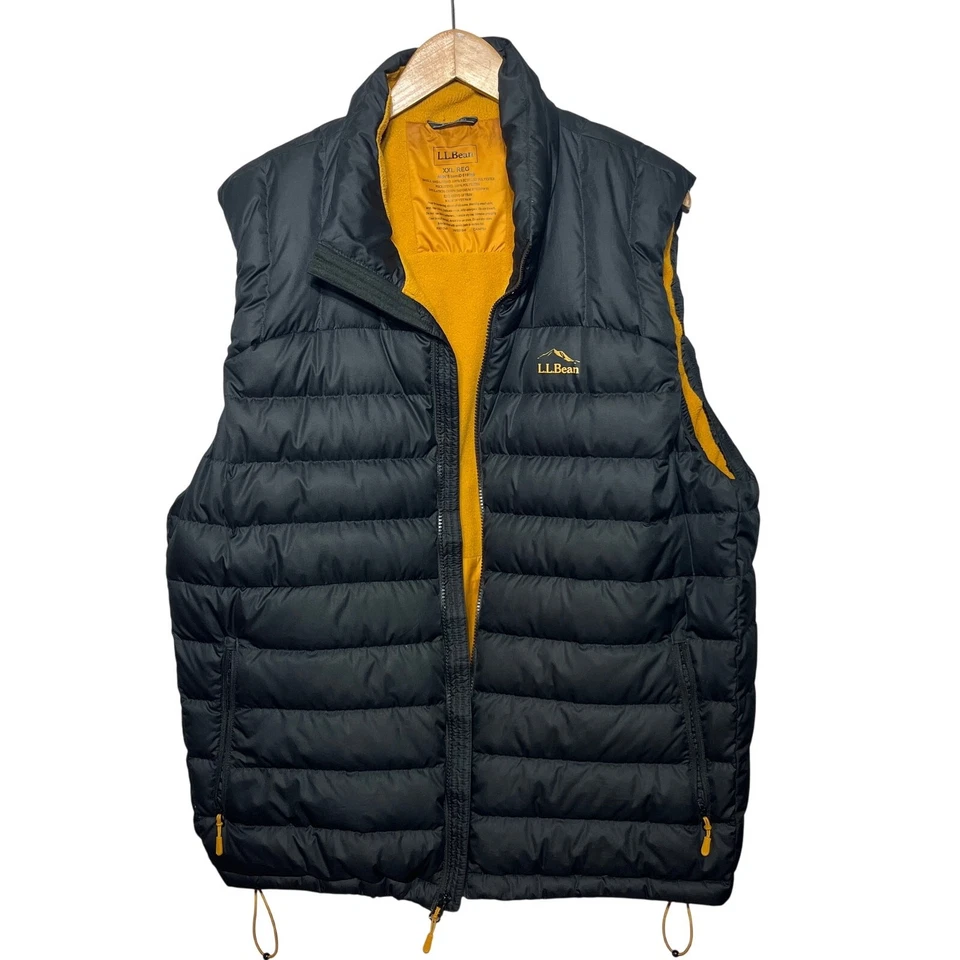 L.L.Bean Vest Black Gold Downtek Quilted Puffer Jacket Outdoors Hunting XXL $99 - Image 2 of 4