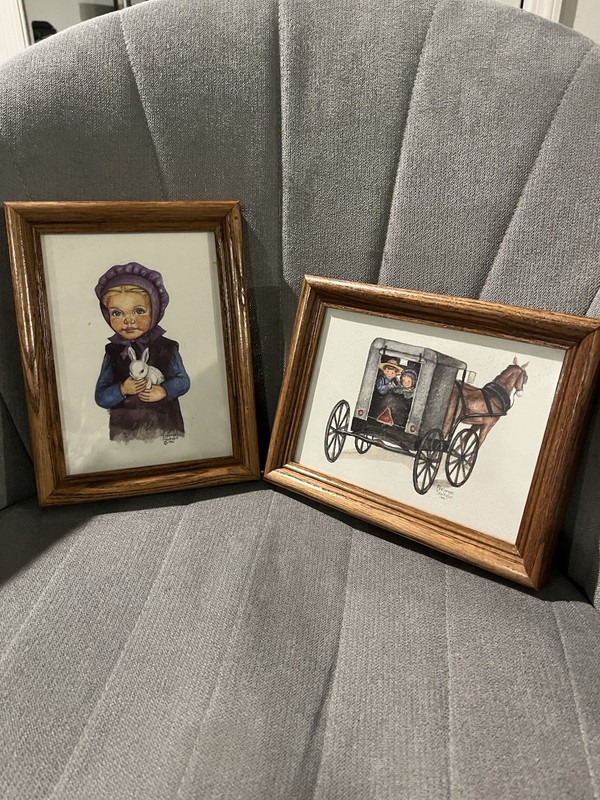 Freiman Stoltzfus Watercolor Prints in Wood Photo Frames - Set of 2 